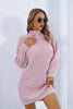 Buttoned Turtleneck Long Sleeve Sweater Dress