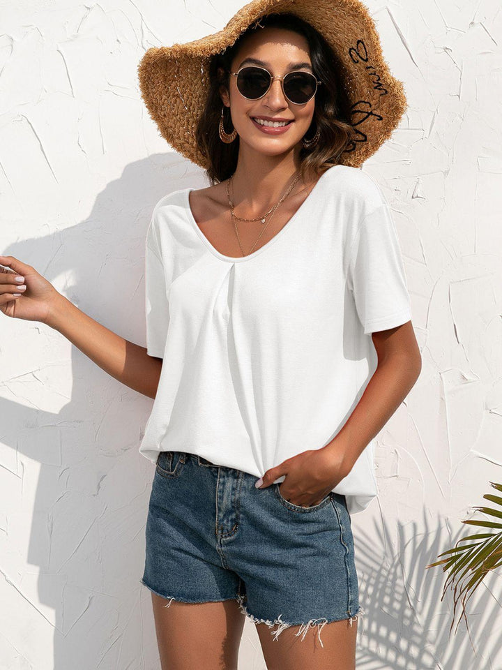 Lace Trim Short Sleeve Top - BELLATRENDZ