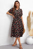 Floral Collared Neck Puff Sleeve Dress - BELLATRENDZ