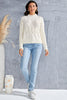 Cable-Knit Mock Neck Long Sleeve Sweater