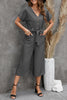 Button Front Belted Cropped Jumpsuit with Pockets - BELLATRENDZ