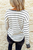 Striped Waffle Knit Henley Long Sleeve Top - BELLATRENDZ