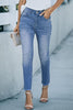 High Waist Raw Hem Skinny Jeans - BELLATRENDZ