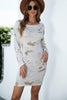 Printed Boat Neck Long Sleeve Dress - BELLATRENDZ