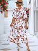 Printed Surplice Balloon Sleeve Dress - BELLATRENDZ