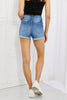 Kancan Full Size High Rise Medium Stone Wash Denim Shorts - BELLATRENDZ