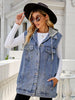 Drawstring Hooded Sleeveless Denim Top with Pockets - BELLATRENDZ