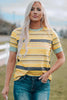 Multicolored Striped Round Neck Tee Shirt - BELLATRENDZ