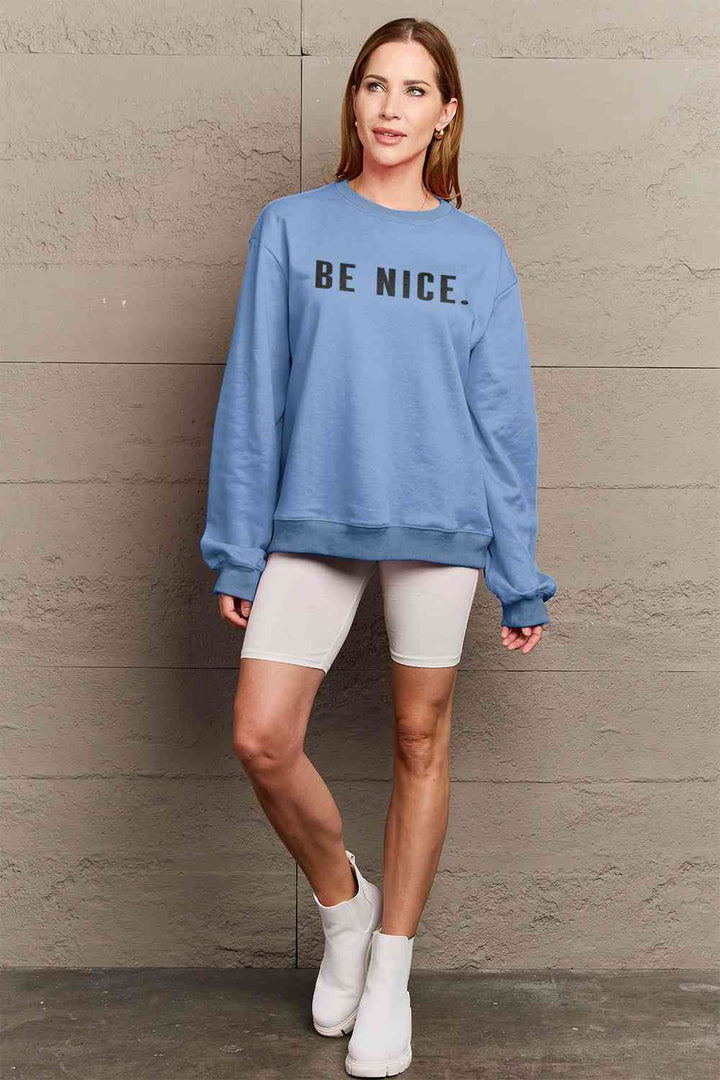 Simply Love Full Size BE NICE Graphic Sweatshirt