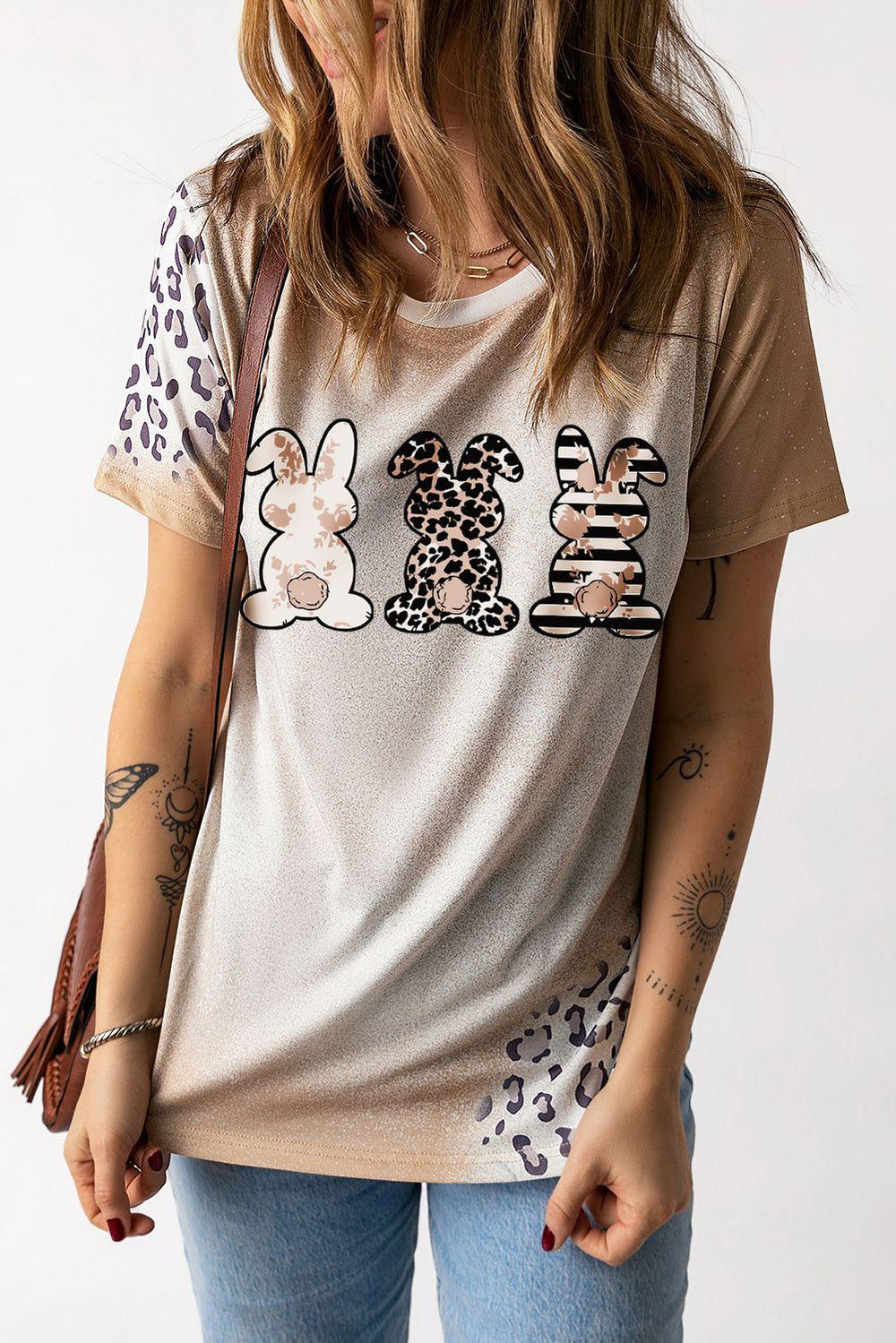 Easter Leopard Rabbit Graphic T-Shirt - BELLATRENDZ