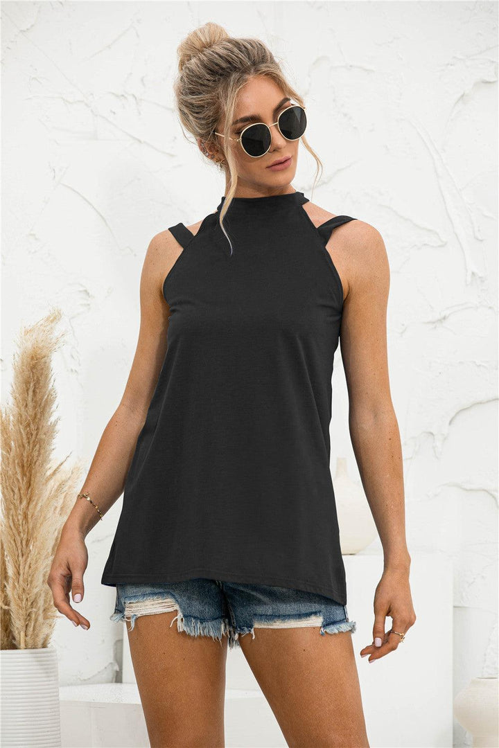 Cutout Mock Neck Tank - BELLATRENDZ