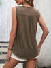 Lace Contrast Scoop Neck Tank - BELLATRENDZ