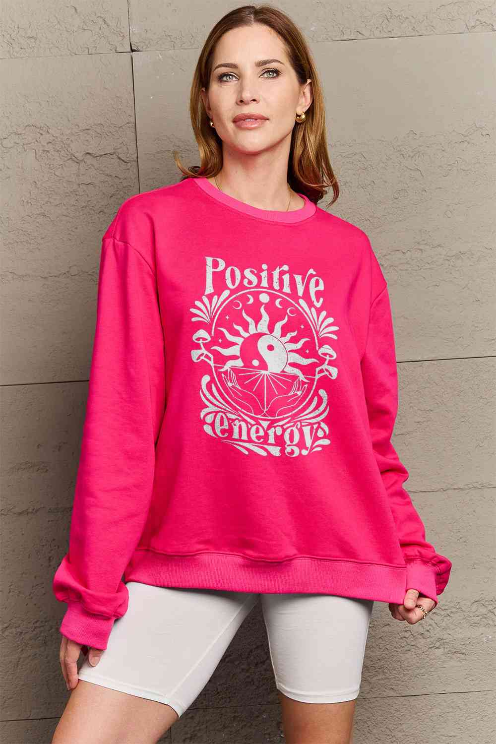 Simply Love Full Size POSITIVE ENERGY Graphic Sweatshirt