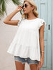 Round Neck Flutter Sleeve Tiered Blouse - BELLATRENDZ