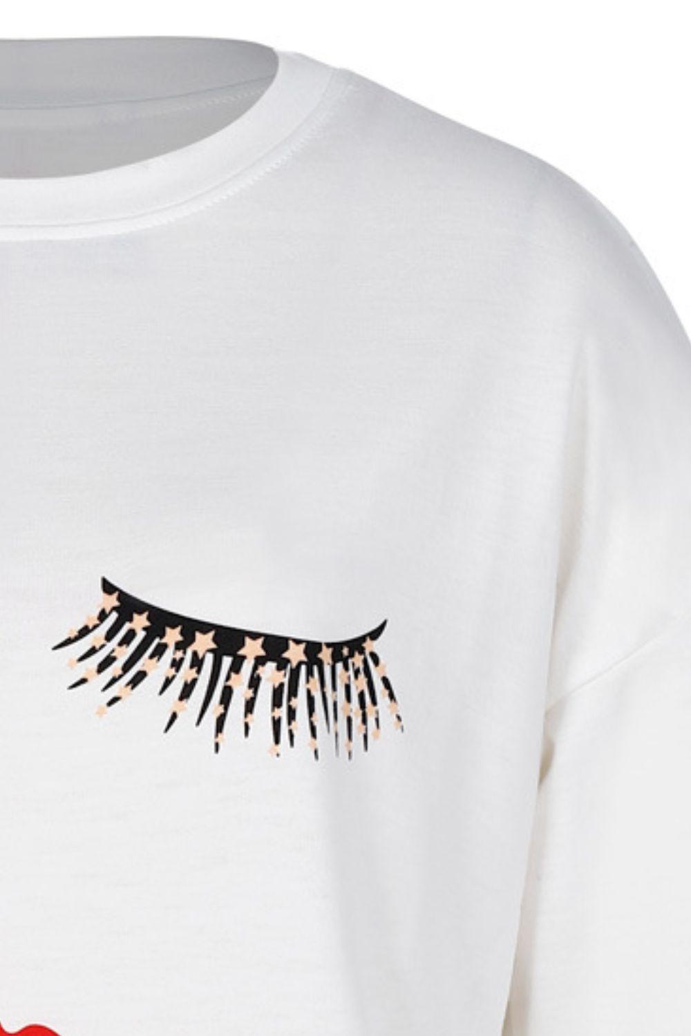 Graphic Dropped Shoulder Round Neck Sweatshirt - BELLATRENDZ