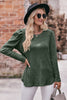 Round Neck Puff Sleeve Ribbed Top