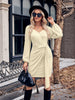 Asymmetrical Surplice Puff Sleeve Mini Dress - BELLATRENDZ