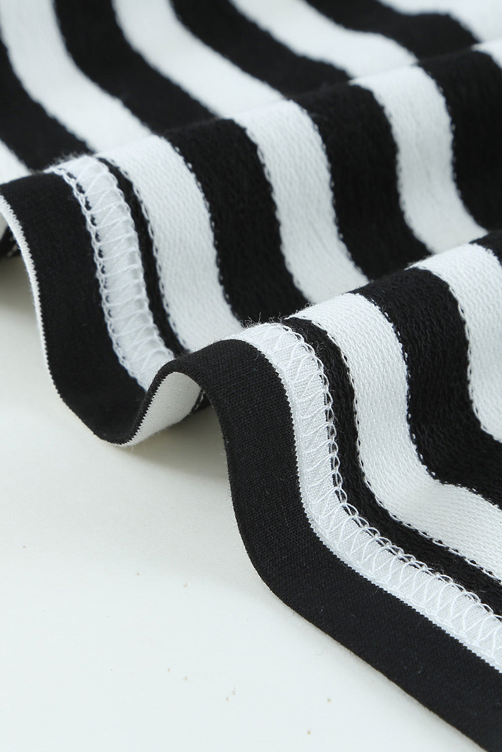 Striped Tie-Waist Frill Trim V-Neck Dress