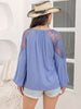 Lace Detail Tie Neck Balloon Sleeve Blouse