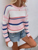 Striped Drop Shoulder Round Neck Pullover Sweater - BELLATRENDZ