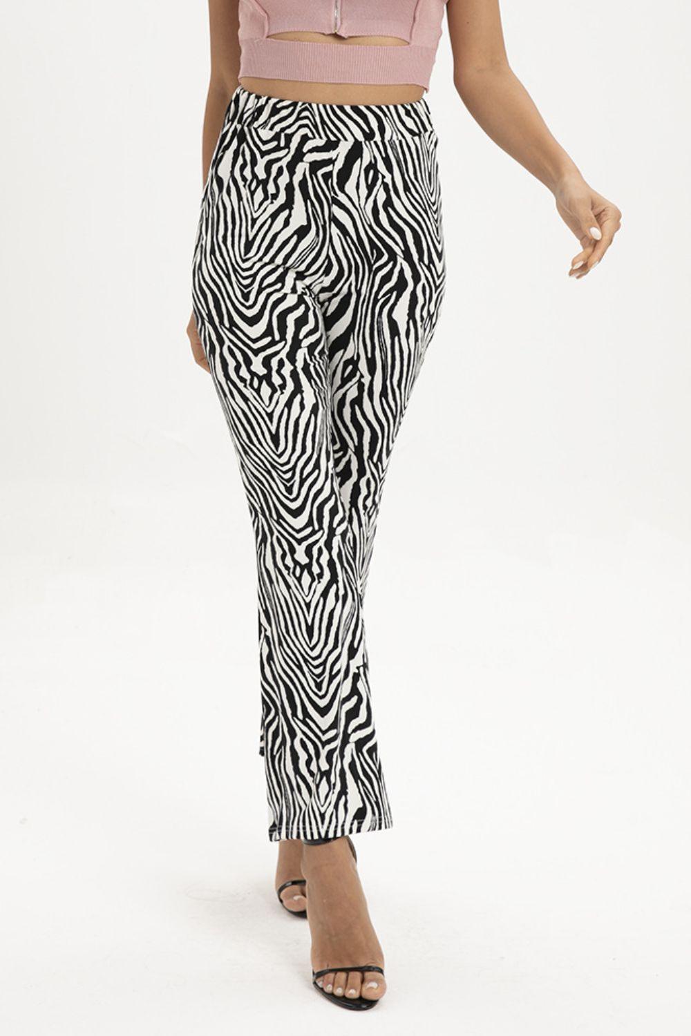 Zebra Print Straight Leg Pants - BELLATRENDZ