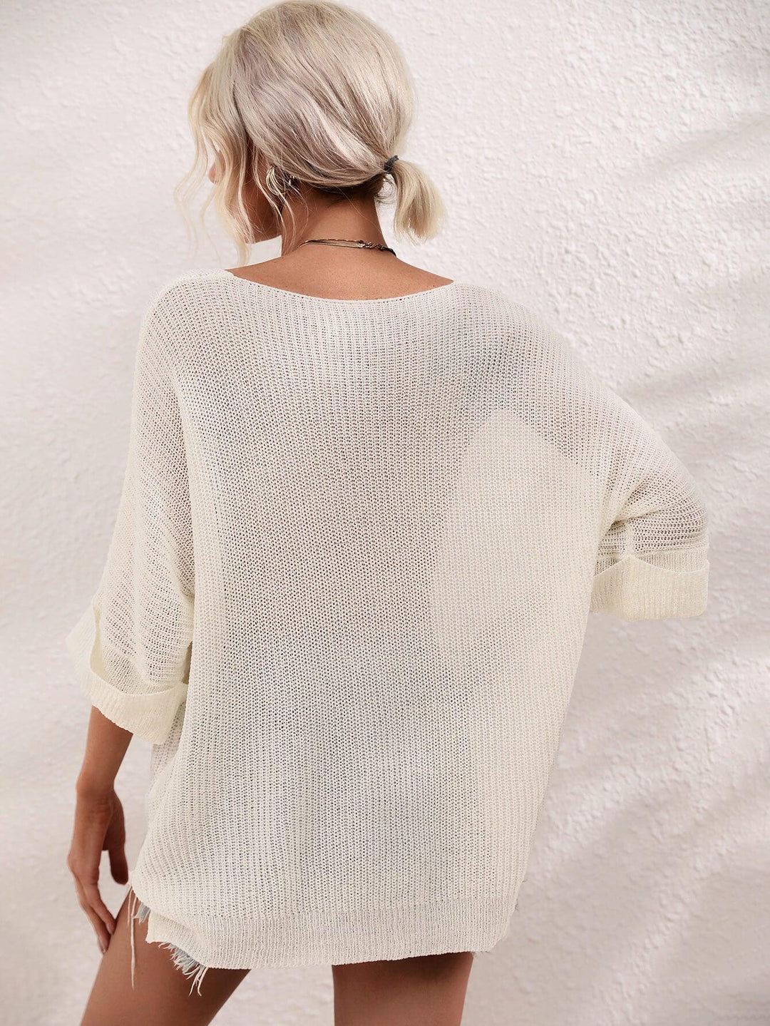 Boat Neck Cuffed Sleeve Slit Tunic Knit Top - BELLATRENDZ