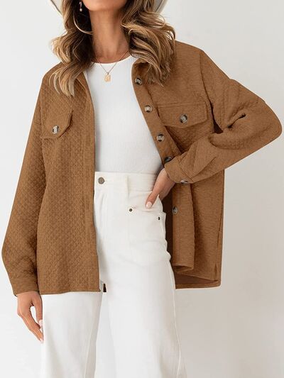 Button Up Dropped Shoulder Jacket