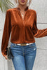 Notched Frill Detail Long Sleeve Blouse