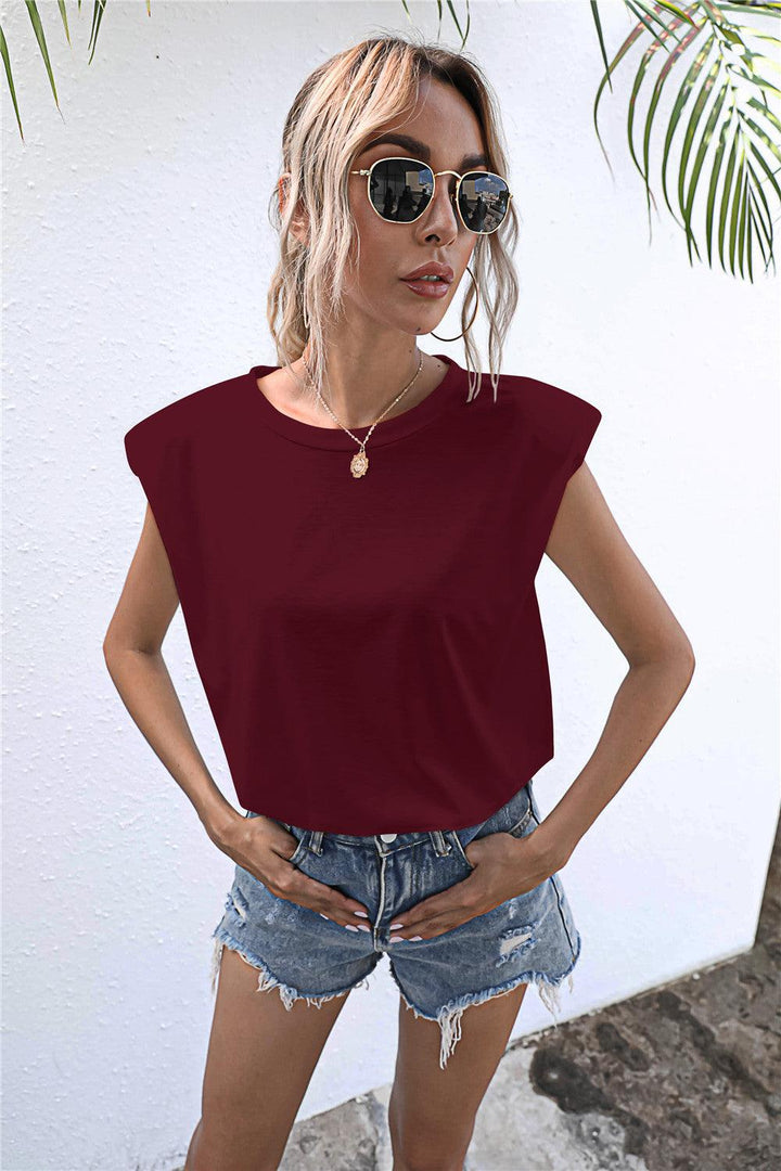 Round Neck Cap Sleeve Tee - BELLATRENDZ