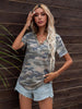 Glitter V-Neck Short Sleeve Tee Shirt - BELLATRENDZ