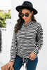 Striped Half-Button Dropped Shoulder Hoodie - BELLATRENDZ