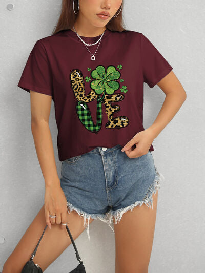 LOVE Round Neck Short Sleeve T-Shirt