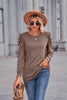 Heathered Puff Sleeve Round Neck Tunic Top