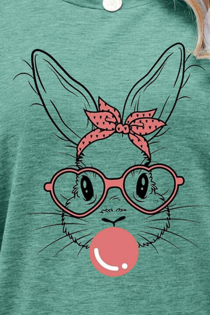 Easter Bunny Graphic Round Neck T-Shirt - BELLATRENDZ