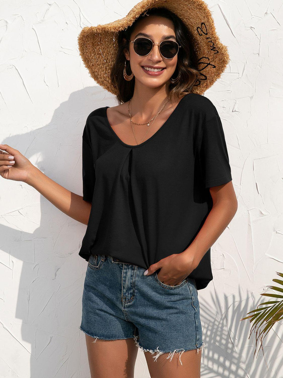 Lace Trim Short Sleeve Top - BELLATRENDZ