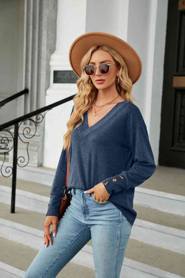 V-Neck Long Sleeve T-Shirt