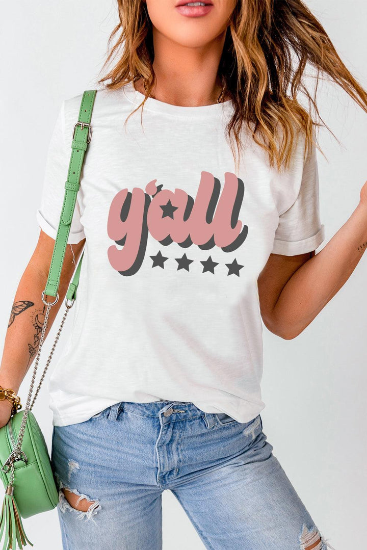 Y'ALL Graphic Round Neck Tee - BELLATRENDZ