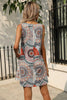 Printed Round Neck Sleeveless Dress with Pockets - BELLATRENDZ