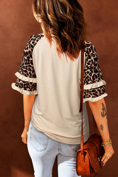 Leopard Bunny Graphic Layered Sleeve T-Shirt
