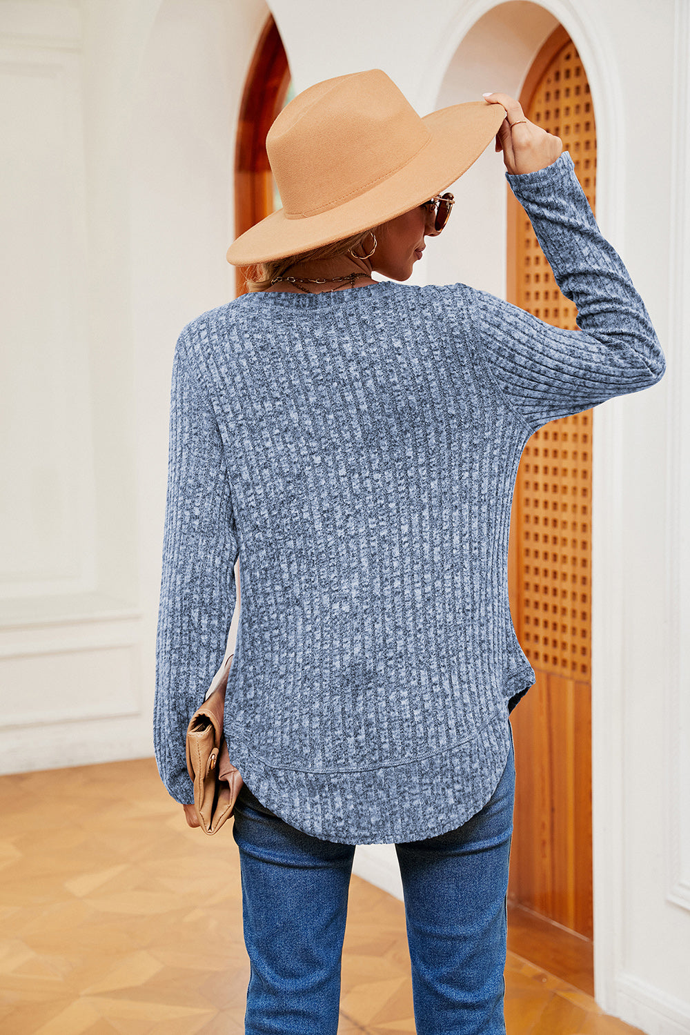 Heathered Round Neck Top