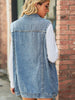 Collared Neck Sleeveless Denim Top with Pockets - BELLATRENDZ