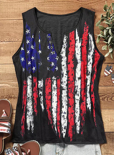 Star and Stripe Notched Neck Tank