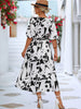 Printed Surplice Balloon Sleeve Dress - BELLATRENDZ