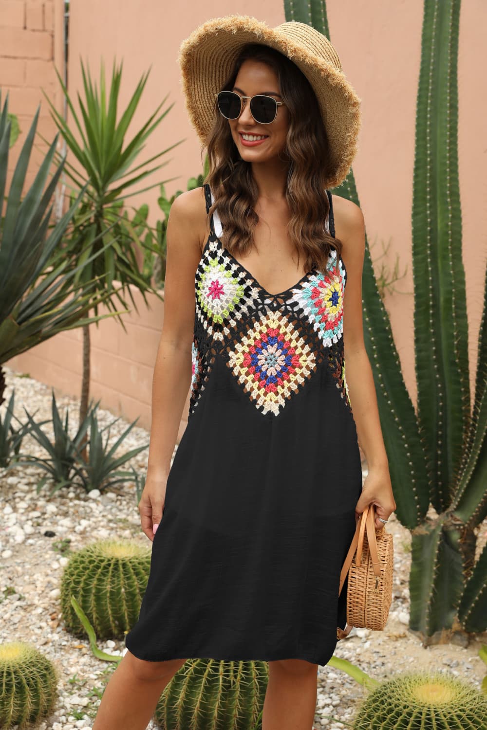 Openwork Sleeveless Embroidery Dress