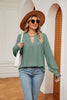 Notched Neck Flounce Sleeve Blouse