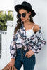 Floral Print Mock Neck Button Front Shirt - BELLATRENDZ