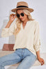 V-Neck Roll-Tap Sleeve Blouse