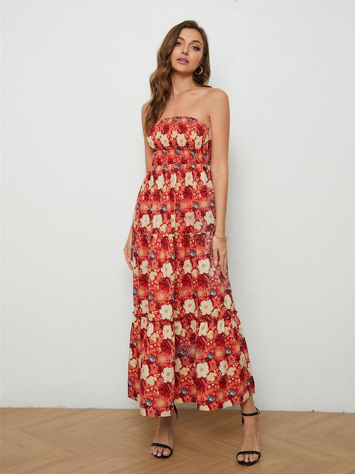 Floral Strapless Low-Back Dress - BELLATRENDZ