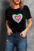 Heart Round Neck Short Sleeve T-Shirt