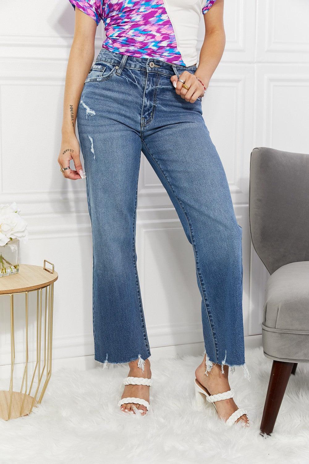 Kancan Full Size Melanie Crop Wide Leg Jeans - BELLATRENDZ